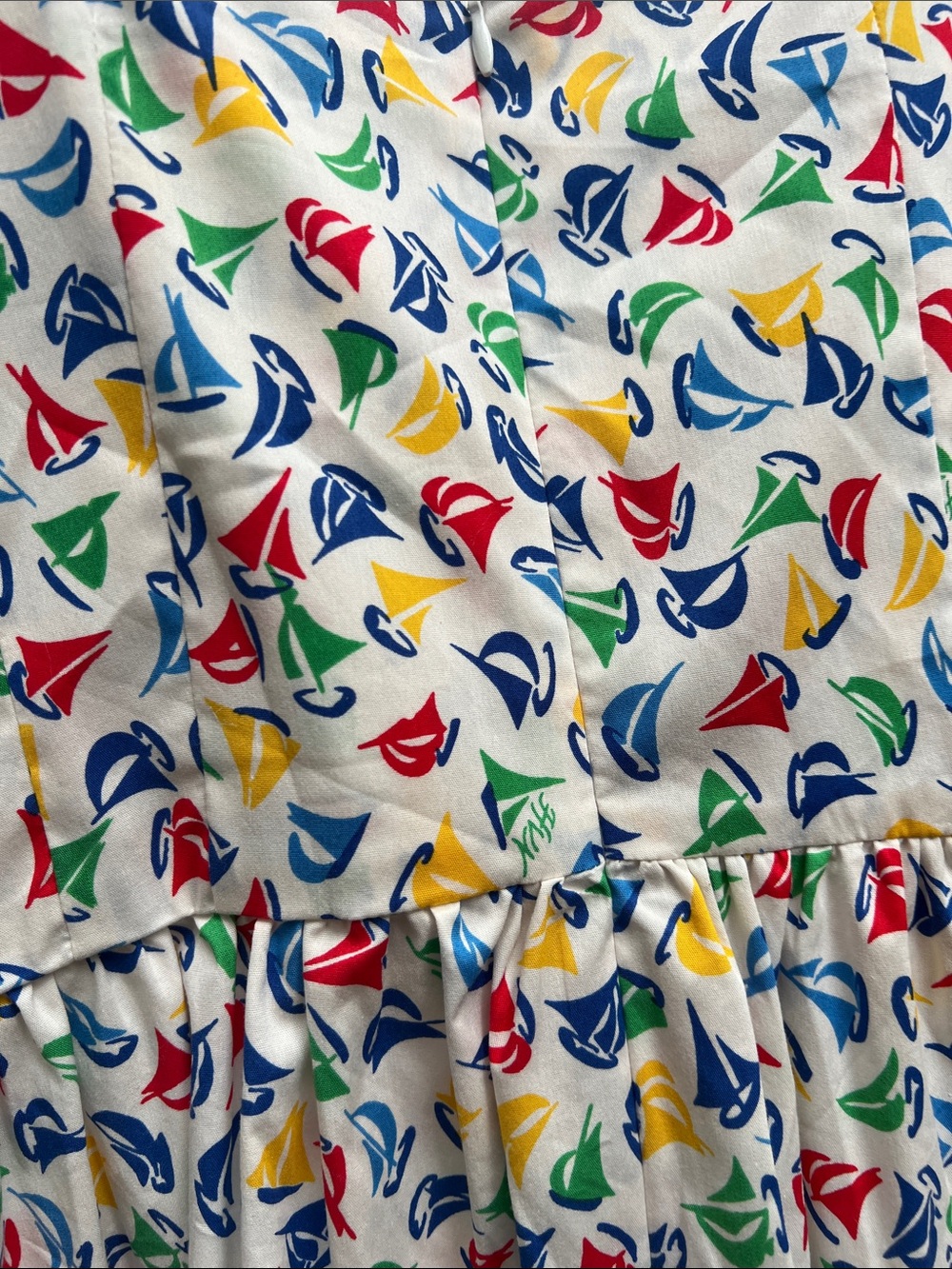 HVN • Primary colors sailboat print poplin cotton mini dress - Picture 6 of 6